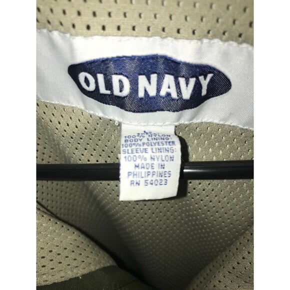 Old Navy 90s Vintage Nylon Windbreaker Jacket Beige Green Large - Picture 4 of 8